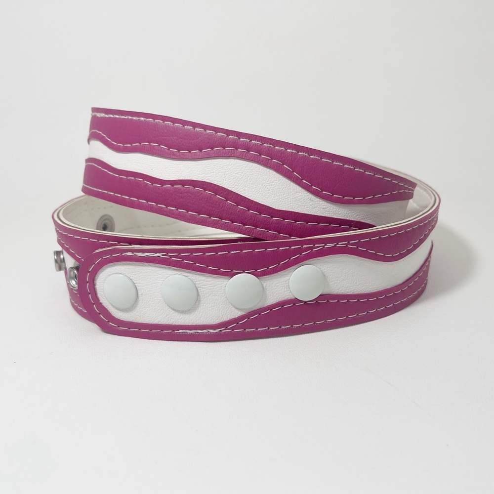 Handmade Adjustable Vinyl Belt with SS Snaps and Decorative Stitching